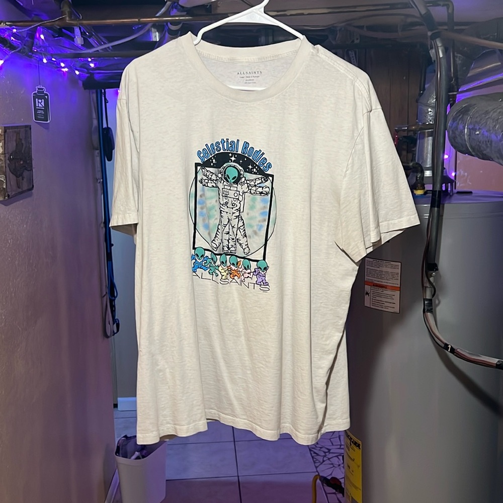 All Saints Men’s Celestial Bodies Short Sleeve Tee Shirt Size L